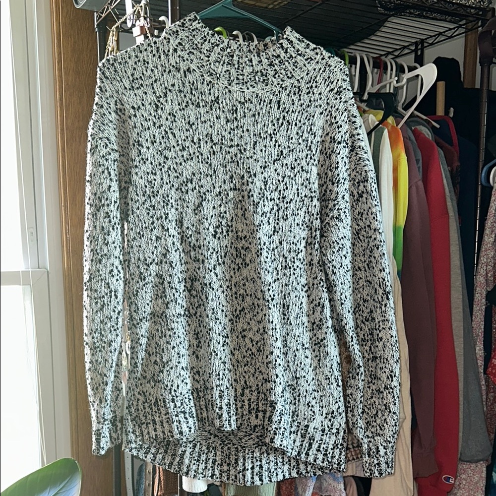 LOFT Black and White Cowl Neck Sweater